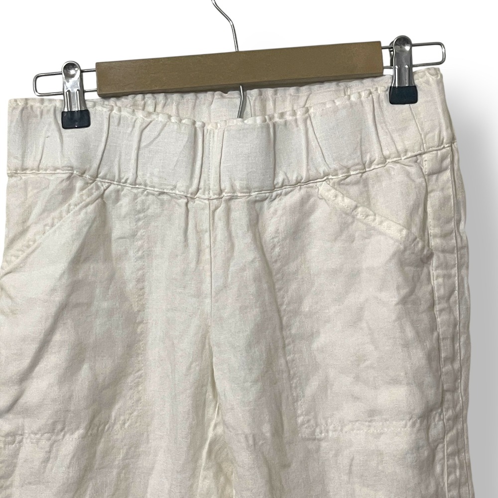 Pure Jill Linen Pants Women's XS Petite‎ Crop Casual White Drawstring - Picture 3 of 5